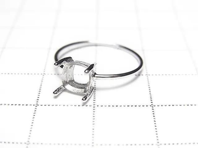 Silver925 Ring Frame (Prong Setting)Square Faceted 6mm Rhodium Plated 1pc