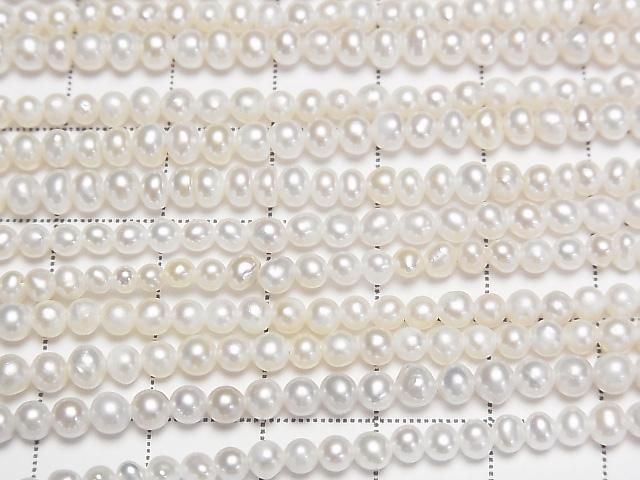 Fresh Water Pearl AA Potato 3mm White 1strand beads (approx. 15 inches/36 cm)