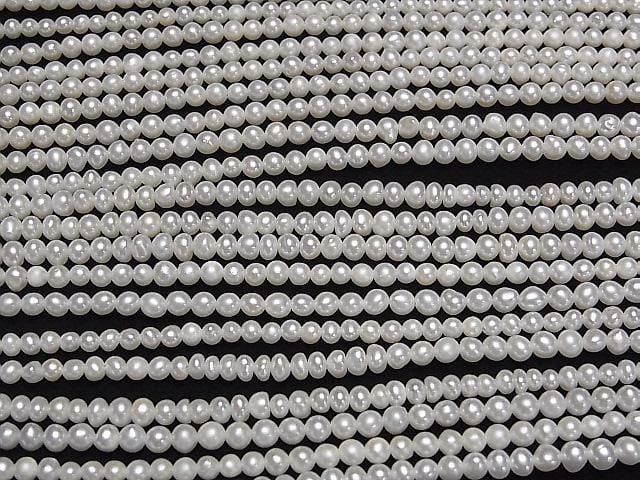 Fresh Water Pearl AA Potato 3mm White 1strand beads (approx. 15 inches/36 cm)