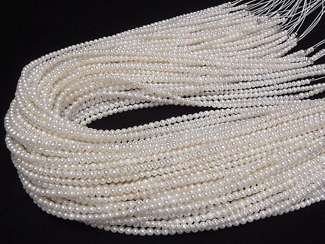 Fresh Water Pearl AA Potato 3mm White 1strand beads (approx. 15 inches/36 cm)