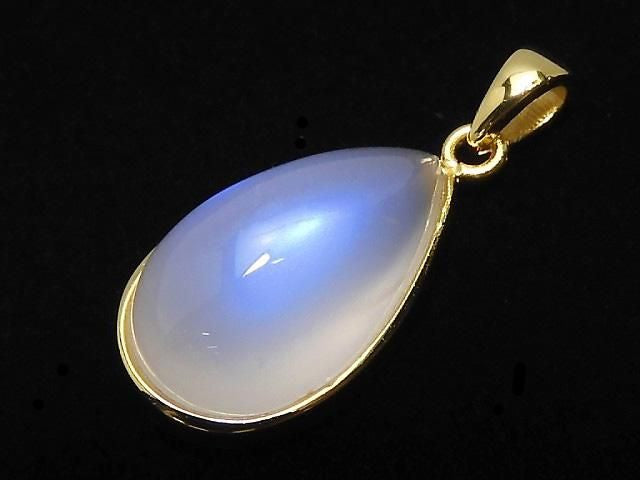 High Quality Royal Blue Moonstone AAA Pendant 18KGP NO.6 [One of a kind]