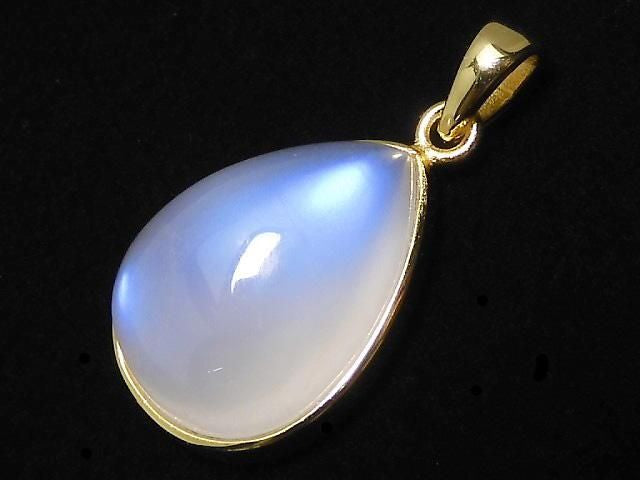 High Quality Royal Blue Moonstone AAA Pendant 18KGP NO.7 [One of a kind]