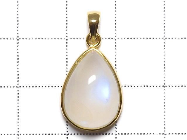 High Quality Royal Blue Moonstone AAA Pendant 18KGP NO.7 [One of a kind]