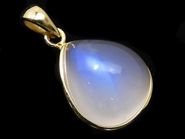 High Quality Royal Blue Moonstone AAA Pendant 18KGP NO.8 [One of a kind]