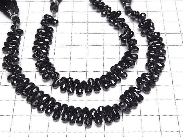 High Quality Black Spinel AAA Drop Faceted Briolette [Size S] Half or 1strand beads (approx. 6 inches/15 cm)