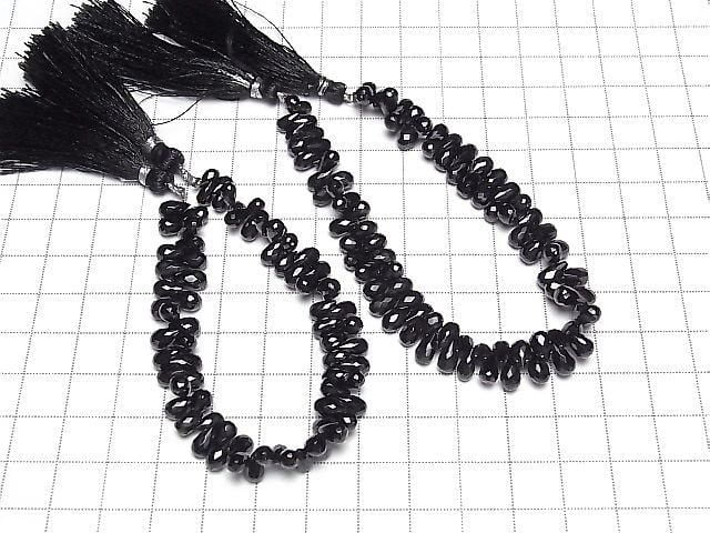 High Quality Black Spinel AAA Drop Faceted Briolette [Size S] Half or 1strand beads (approx. 6 inches/15 cm)