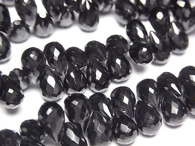 High Quality Black Spinel AAA Drop Faceted Briolette [Large Size] Half or 1strand beads (approx. 6 inches/16 cm)