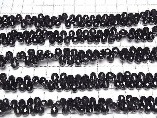 High Quality Black Spinel AAA Drop Faceted Briolette [Large Size] Half or 1strand beads (approx. 6 inches/16 cm)