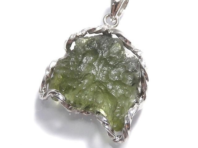 Moldavite Rough Rock Nugget Pendant Silver925 NO.235 [One of a kind]