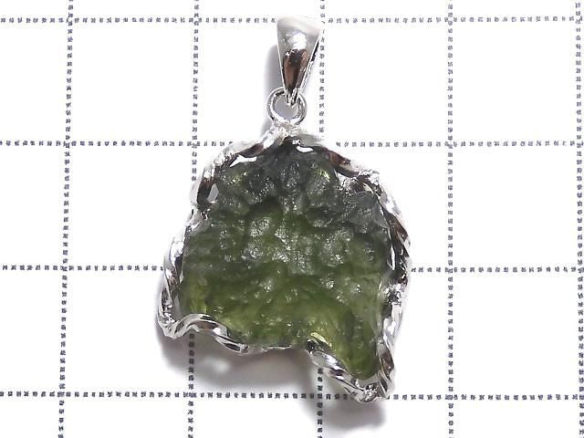 Moldavite Rough Rock Nugget Pendant Silver925 NO.235 [One of a kind]