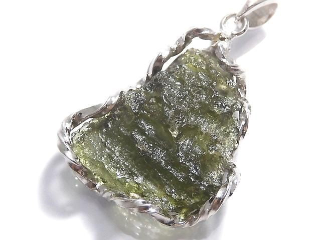 Moldavite Rough Rock Nugget Pendant Silver925 NO.239 [One of a kind]