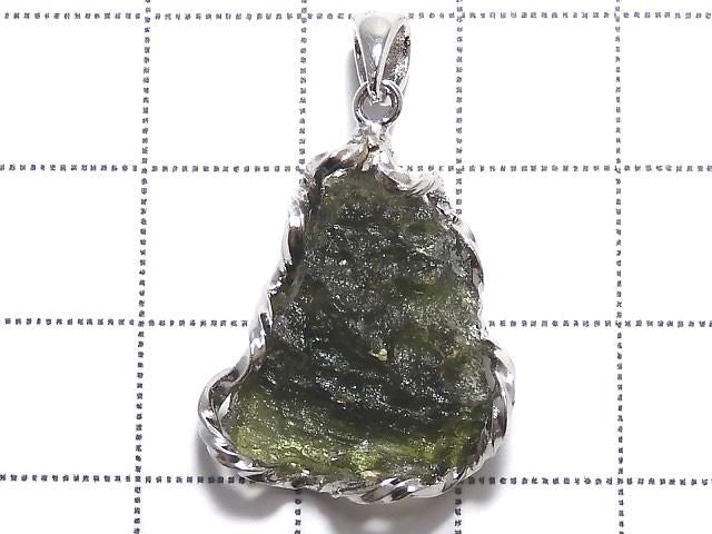 Moldavite Rough Rock Nugget Pendant Silver925 NO.239 [One of a kind]