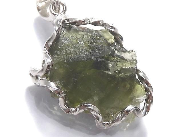 Moldavite Rough Rock Nugget Pendant Silver925 NO.240 [One of a kind]