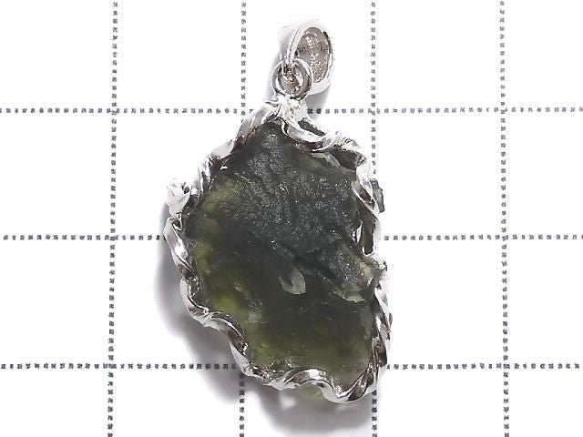 Moldavite Rough Rock Nugget Pendant Silver925 NO.240 [One of a kind]