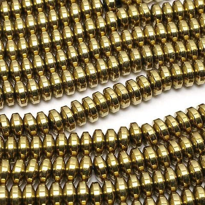 Magnetisch! Hämatit Rondelle 4x4x2mm Goldbeschichtet 1Strang Perlen (ca. 15 Zoll/38 cm)