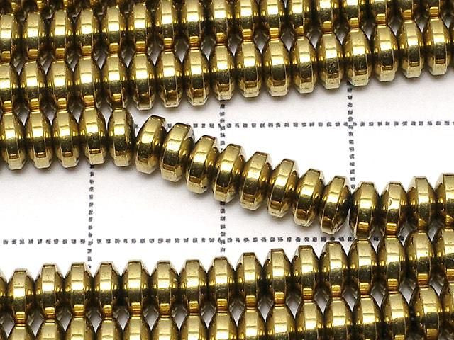 Magnetic! Hematite Rondelle 4x4x2mm Gold Plated 1strand beads (approx. 15 inches/38 cm)
