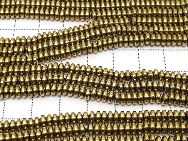 Magnetic! Hematite Rondelle 4x4x2mm Gold Plated 1strand beads (approx. 15 inches/38 cm)
