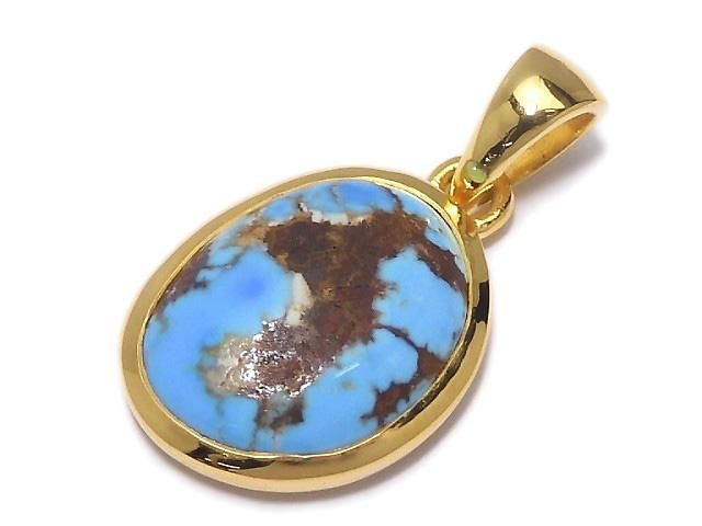 Kazakhstan Golden Hill Turquoise Pendant 18KGP NO.7 [One of a kind]