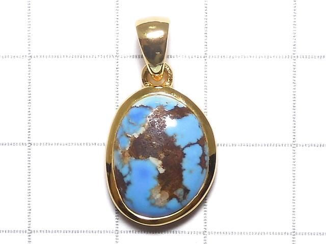 Kazakhstan Golden Hill Turquoise Pendant 18KGP NO.7 [One of a kind]