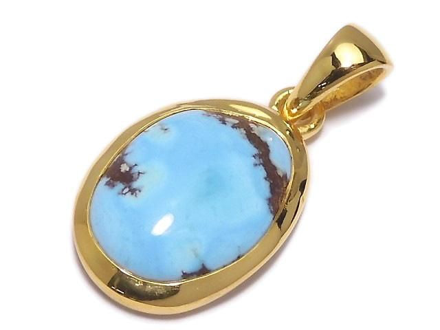 Kazakhstan Golden Hill Turquoise Pendant 18KGP NO.8 [One of a kind]