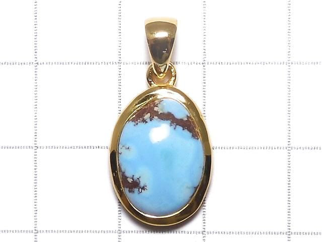 Kazakhstan Golden Hill Turquoise Pendant 18KGP NO.8 [One of a kind]