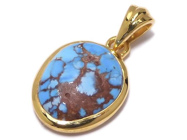 Kazakhstan Golden Hill Turquoise Pendant 18KGP NO.9 [One of a kind]