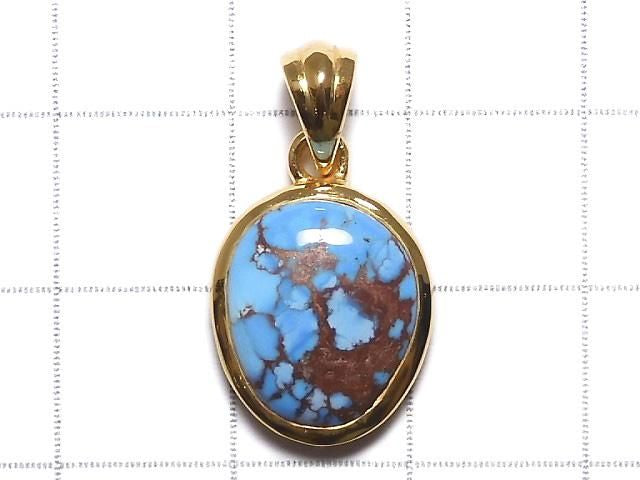 Kazakhstan Golden Hill Turquoise Pendant 18KGP NO.9 [One of a kind]