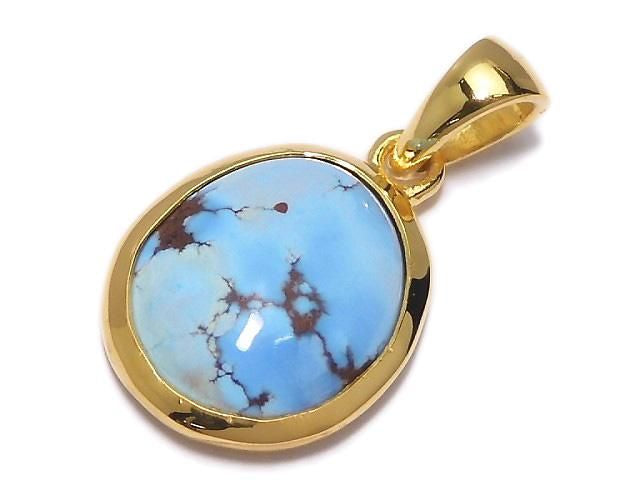 Kazakhstan Golden Hill Turquoise Pendant 18KGP NO.10 [One of a kind]