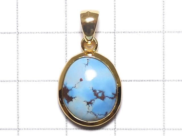 Kazakhstan Golden Hill Turquoise Pendant 18KGP NO.10 [One of a kind]