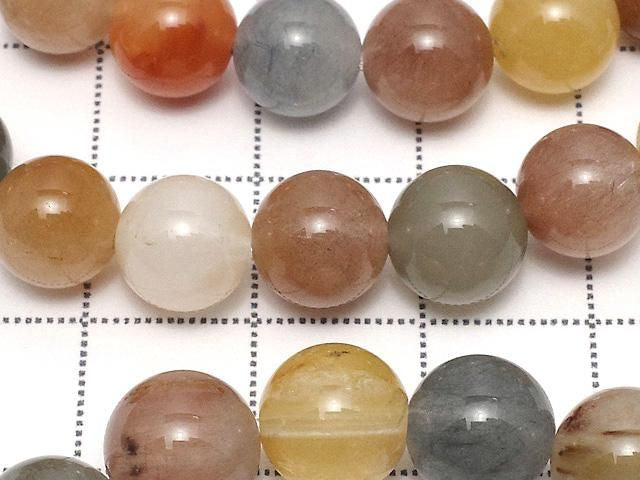 Multicolor Quartz Round 8mm 1strand beads (Bracelet)