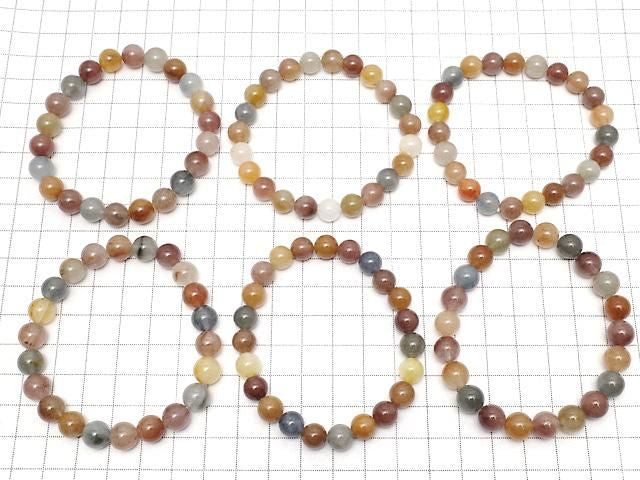 Multicolor Quartz Round 8mm 1strand beads (Bracelet)