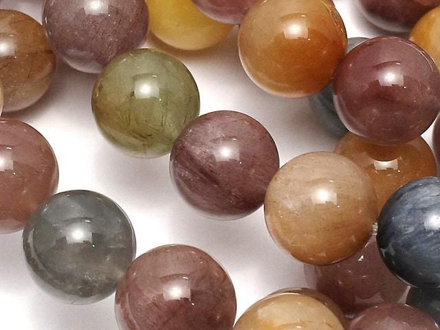 Multicolor Quartz Round 12mm 1strand beads (Bracelet)