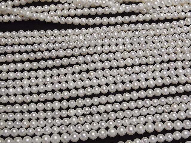 Fresh Water Pearl AA Semi Round-Potato 4-4.5mm White 1strand beads (approx. 15 inches/37 cm)