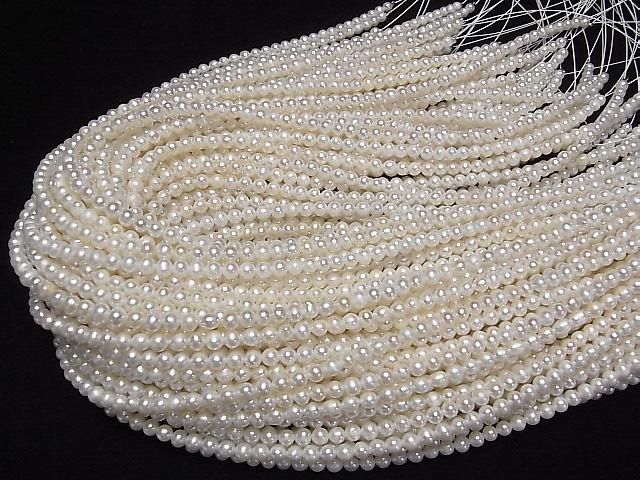Fresh Water Pearl AA Semi Round-Potato 4-4.5mm White 1strand beads (approx. 15 inches/37 cm)