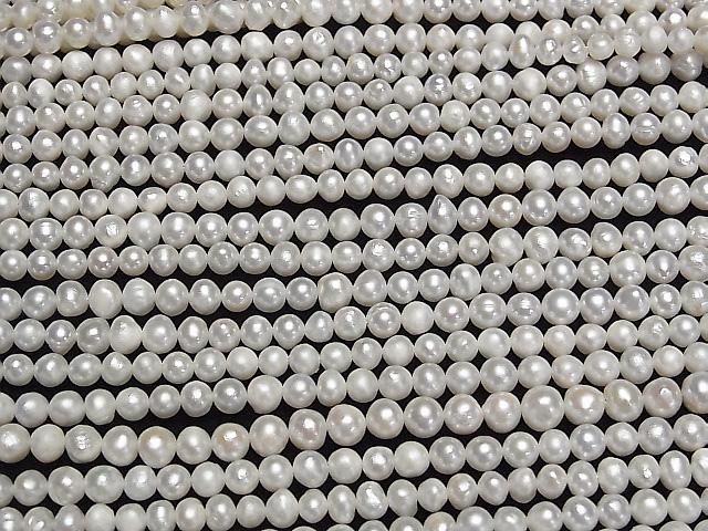 Fresh Water Pearl AA Potato 5-6mm White 1strand beads (approx. 15 inches/36 cm)