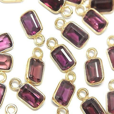 Hochwertiger pink-lila Granat AAA Zargenfassung Rechteckig Facettiert 7x5mm 18KGP 3Stück