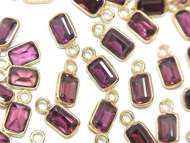 High Quality Pink Purple Garnet AAA Bezel Setting Rectangle Faceted 7x5mm 18KGP 3pcs