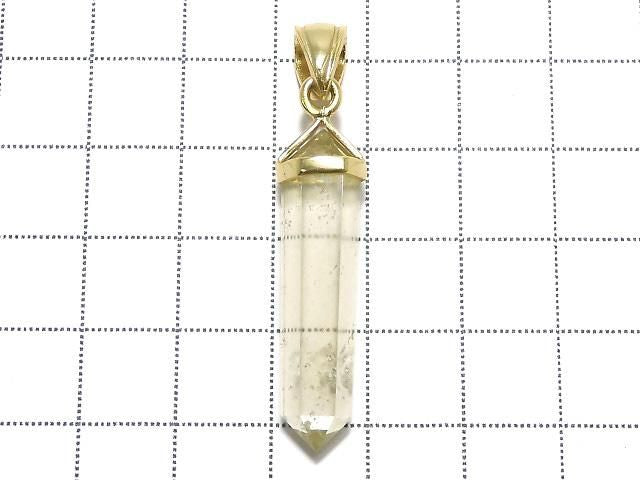 Libyan Desert Glass Double Point Pendant 18KGP NO.38 [One of a kind]