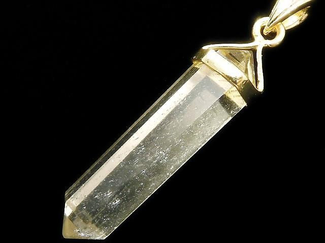 Libyan Desert Glass Double Point Pendant 18KGP NO.39 [One of a kind]