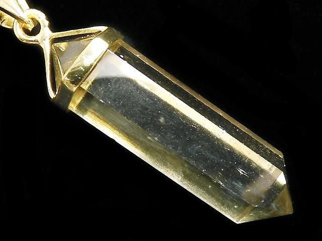 Libyan Desert Glass Double Point Pendant 18KGP NO.40 [One of a kind]