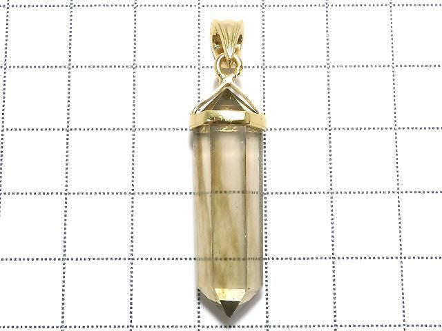 Libyan Desert Glass Double Point Pendant 18KGP NO.40 [One of a kind]