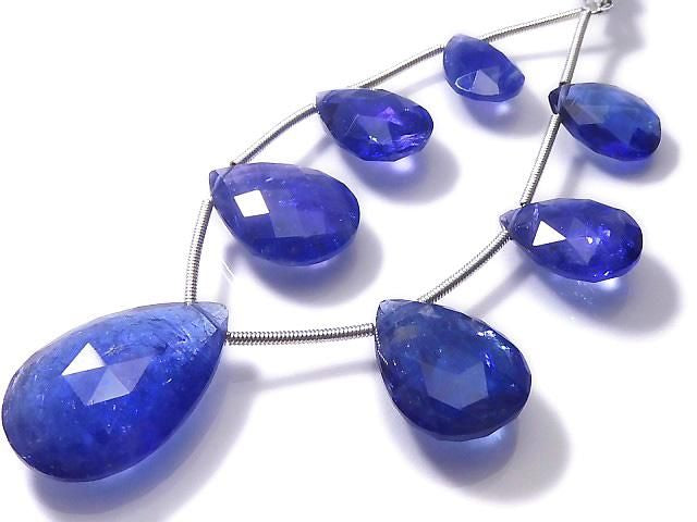 High Quality Tanzanite AAAA Pear shape Faceted Briolette 1strand beads NO.5 [One of a kind]