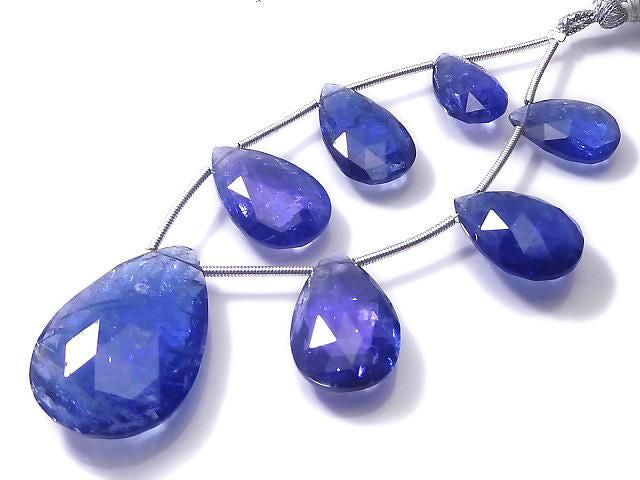 High Quality Tanzanite AAAA Pear shape Faceted Briolette 1strand beads NO.8 [One of a kind]