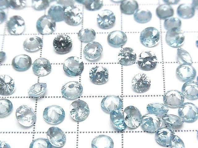 High Quality Natural Blue Zircon AAA Loose Stone Round Faceted 5x5mm 2pcs