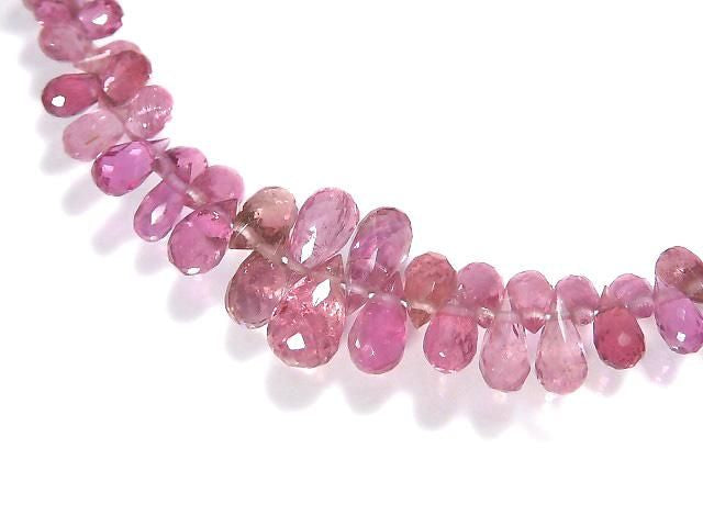 High Quality Pink Tourmaline AAA- Faceted Briolette 1strand beads (approx. 8 inches/21 cm) NO.1 [One of a kind]