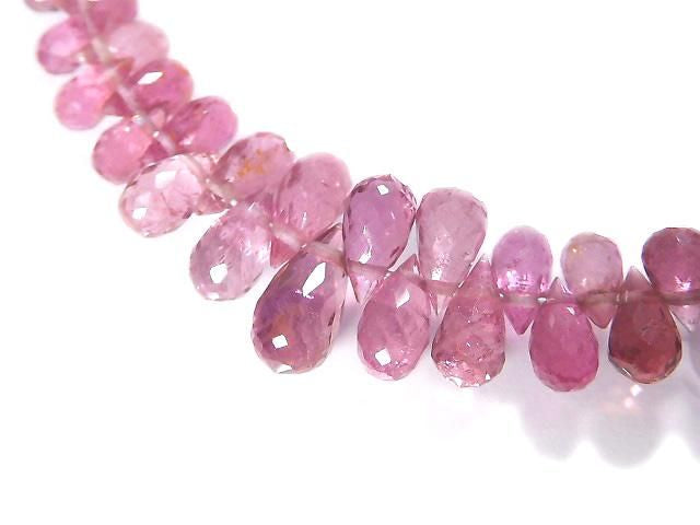 High Quality Pink Tourmaline AAA- Faceted Briolette 1strand beads (approx. 8 inches/21 cm) NO.2 [One of a kind]