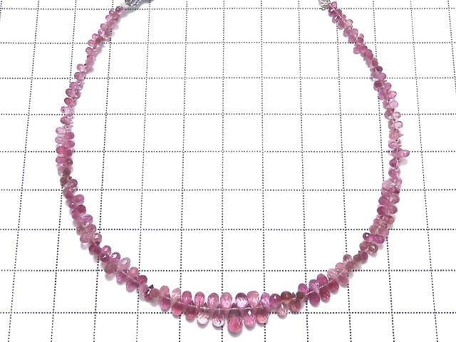 High Quality Pink Tourmaline AAA- Faceted Briolette 1strand beads (approx. 8 inches/21 cm) NO.2 [One of a kind]