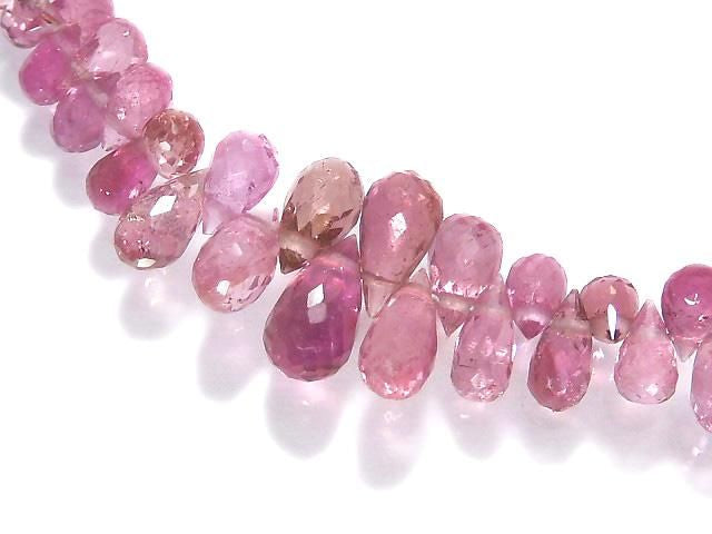 High Quality Pink Tourmaline AAA- Faceted Briolette 1strand beads (approx. 8 inches/21 cm) NO.4 [One of a kind]