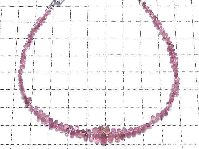 High Quality Pink Tourmaline AAA- Faceted Briolette 1strand beads (approx. 8 inches/21 cm) NO.4 [One of a kind]