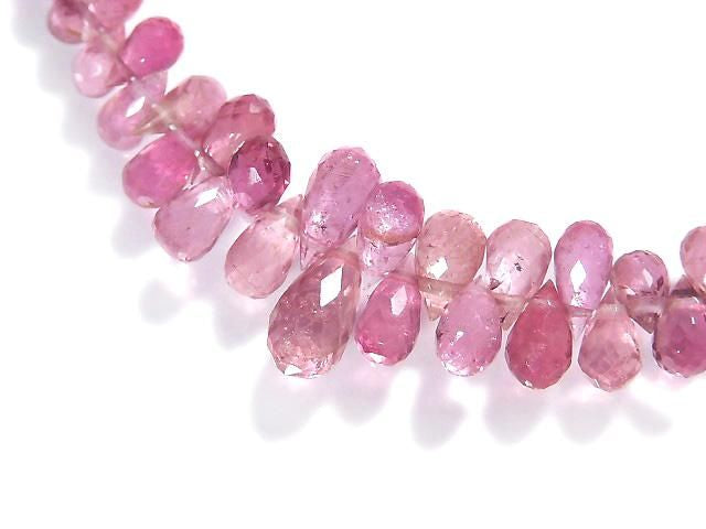 High Quality Pink Tourmaline AAA- Faceted Briolette 1strand beads (approx. 8 inches/21 cm) NO.5 [One of a kind]